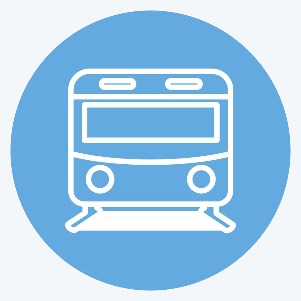 icono del metro en el moderno estilo de ojos azules aislado en un fondo azul suave vector