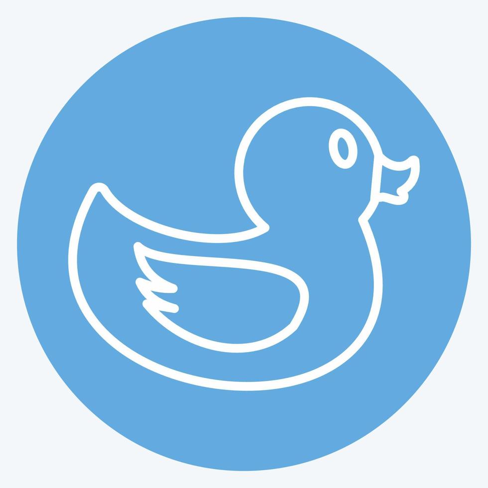 icono de pato en el moderno estilo de ojos azules aislado en un fondo azul suave vector