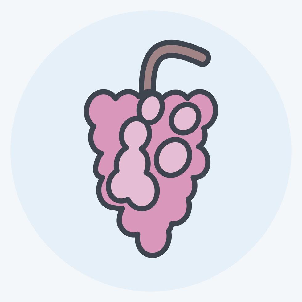 Grapes Icon in trendy color mate style isolated on soft blue background vector