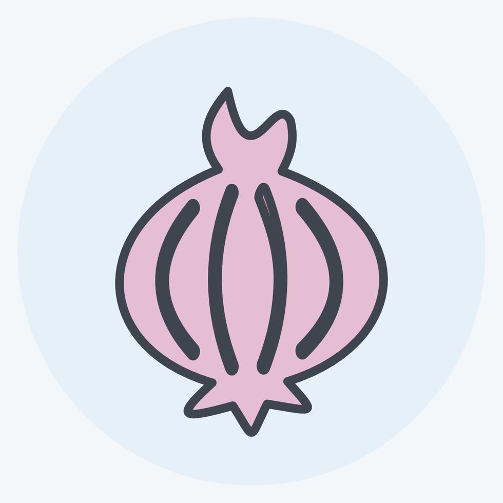 Onion Icon in trendy color mate style isolated on soft blue background vector