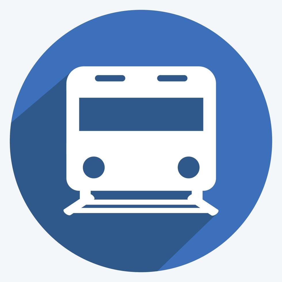 Subway Icon in trendy long shadow style isolated on soft blue background vector