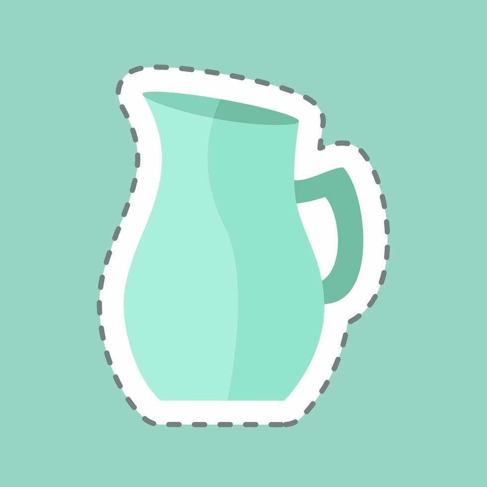 Jug of Water Sticker in trendy line cut isolated on blue background vector