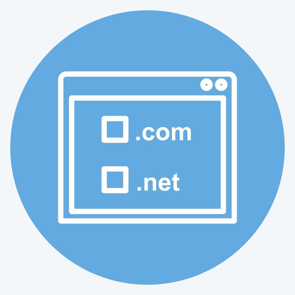 icono de registro de dominio en estilo moderno de ojos azules aislado en fondo azul suave vector