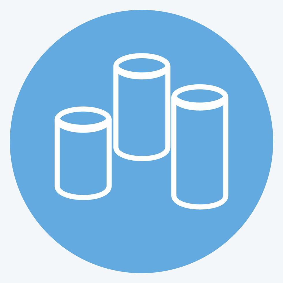 Cylindrical Bars Icon in trendy blue eyes style isolated on soft blue background vector