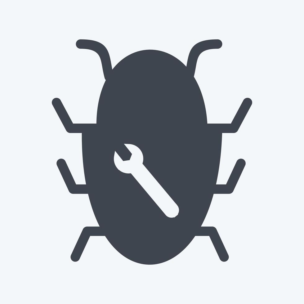Bug Fixing Icon in trendy glyph style isolated on soft blue background vector