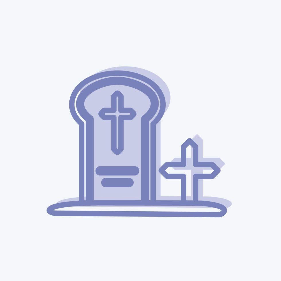 Graveyard Icon in trendy two tone style isolated on soft blue background vector