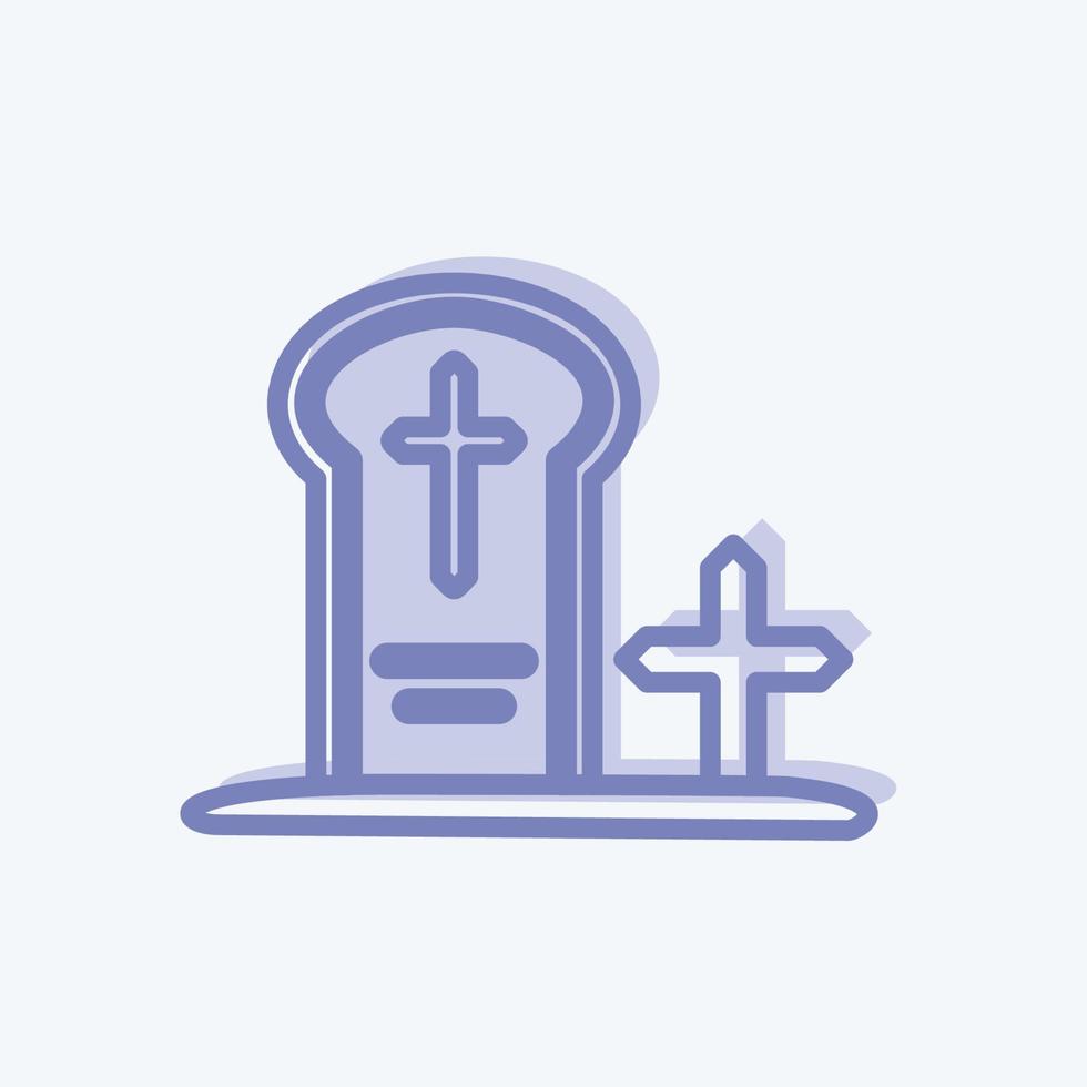 ícono de cementerio en un moderno estilo de dos tonos aislado en un fondo azul suave vector