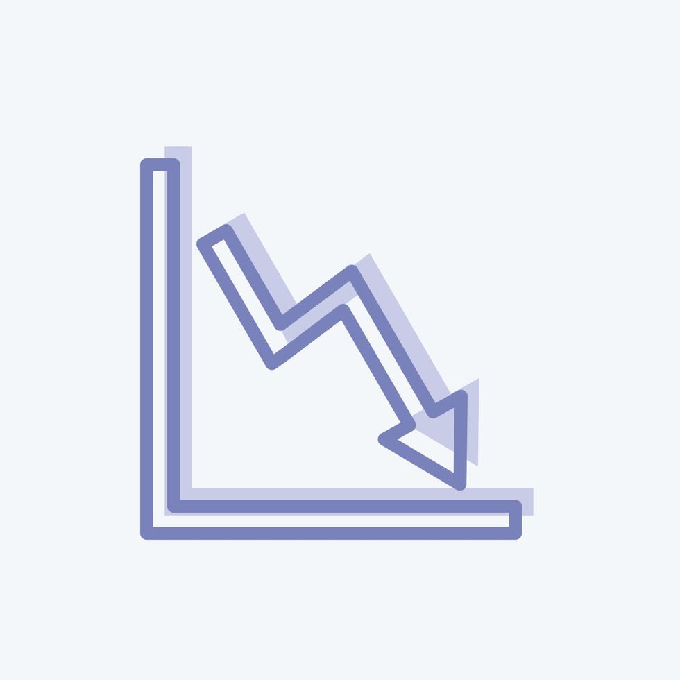 Declining Line Graph Icon in trendy two tone style isolated on soft blue background vector