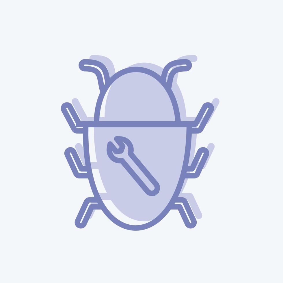 Bug Fixing Icon in trendy two tone style isolated on soft blue background vector