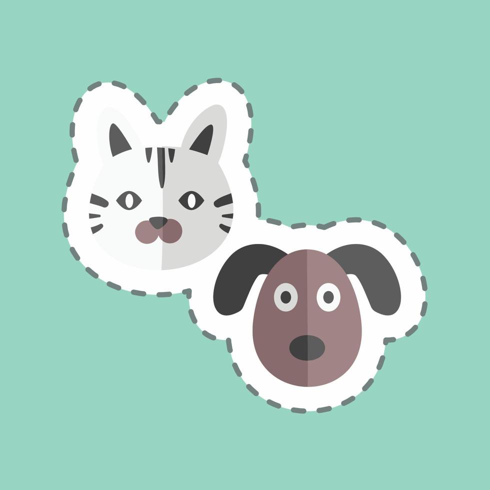 Pets Sticker in trendy line cut isolated on blue background vector