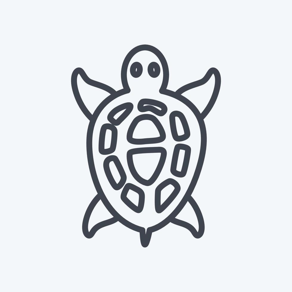 icono de tortuga mascota en estilo de línea de moda aislado en fondo azul suave vector