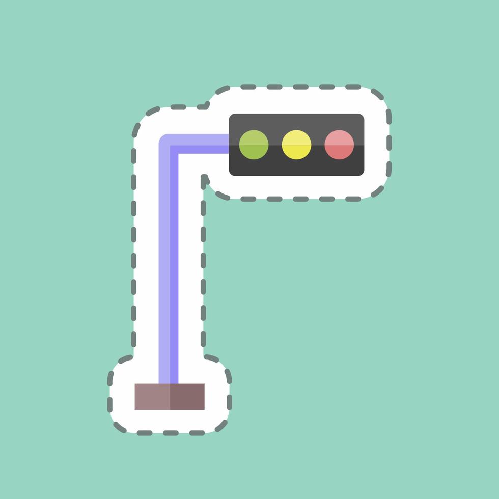 Traffic Signals Sticker in trendy line cut isolated on blue background vector
