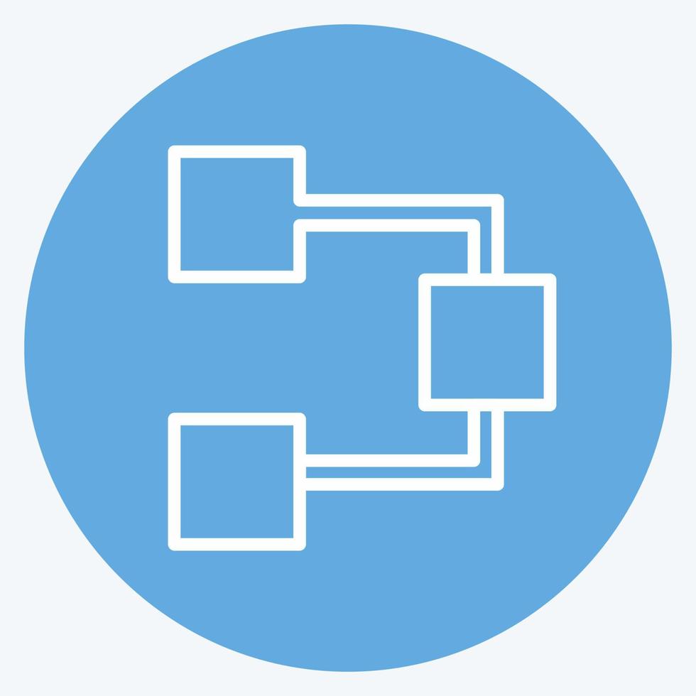 icono de diagrama de flujo en el moderno estilo de ojos azules aislado en un fondo azul suave vector