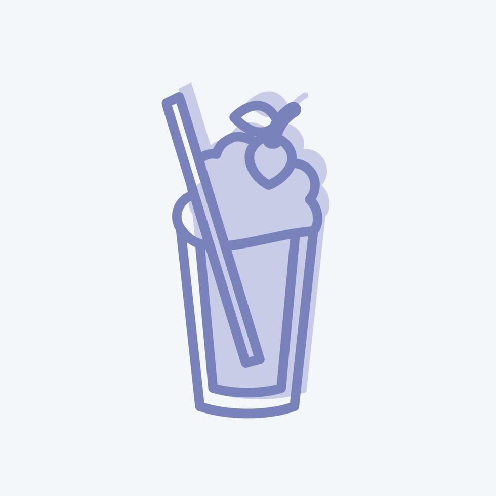 icono de batido de fresa en un moderno estilo de dos tonos aislado en un fondo azul suave vector