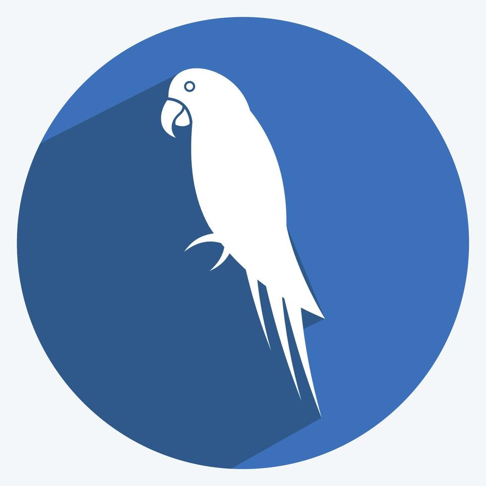 Pet Parrot Icon in trendy long shadow style isolated on soft blue background vector