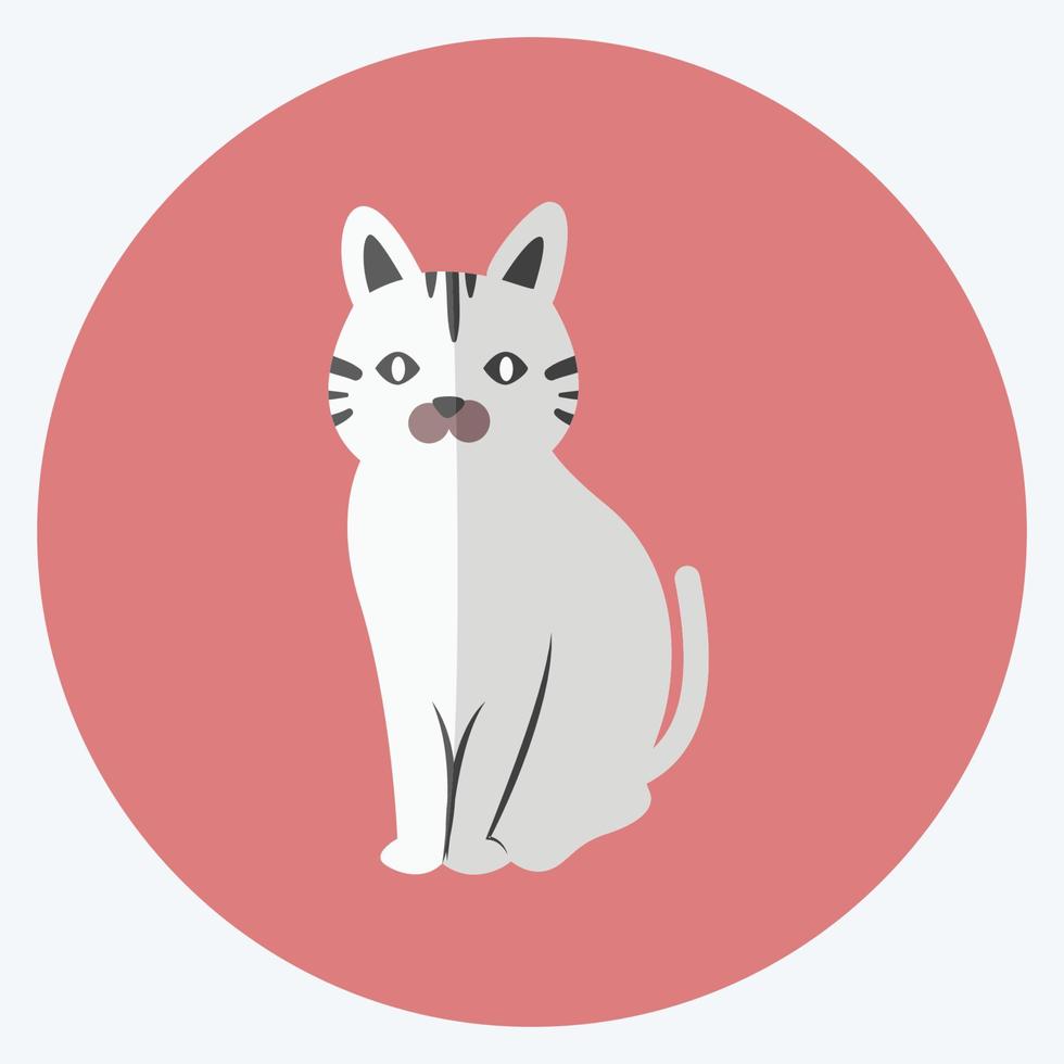 icono de gato mascota en un estilo moderno y plano aislado en un fondo azul suave vector