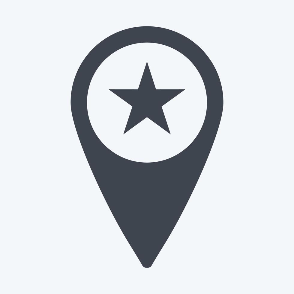 Starred Location Icon in trendy glyph style isolated on soft blue background vector