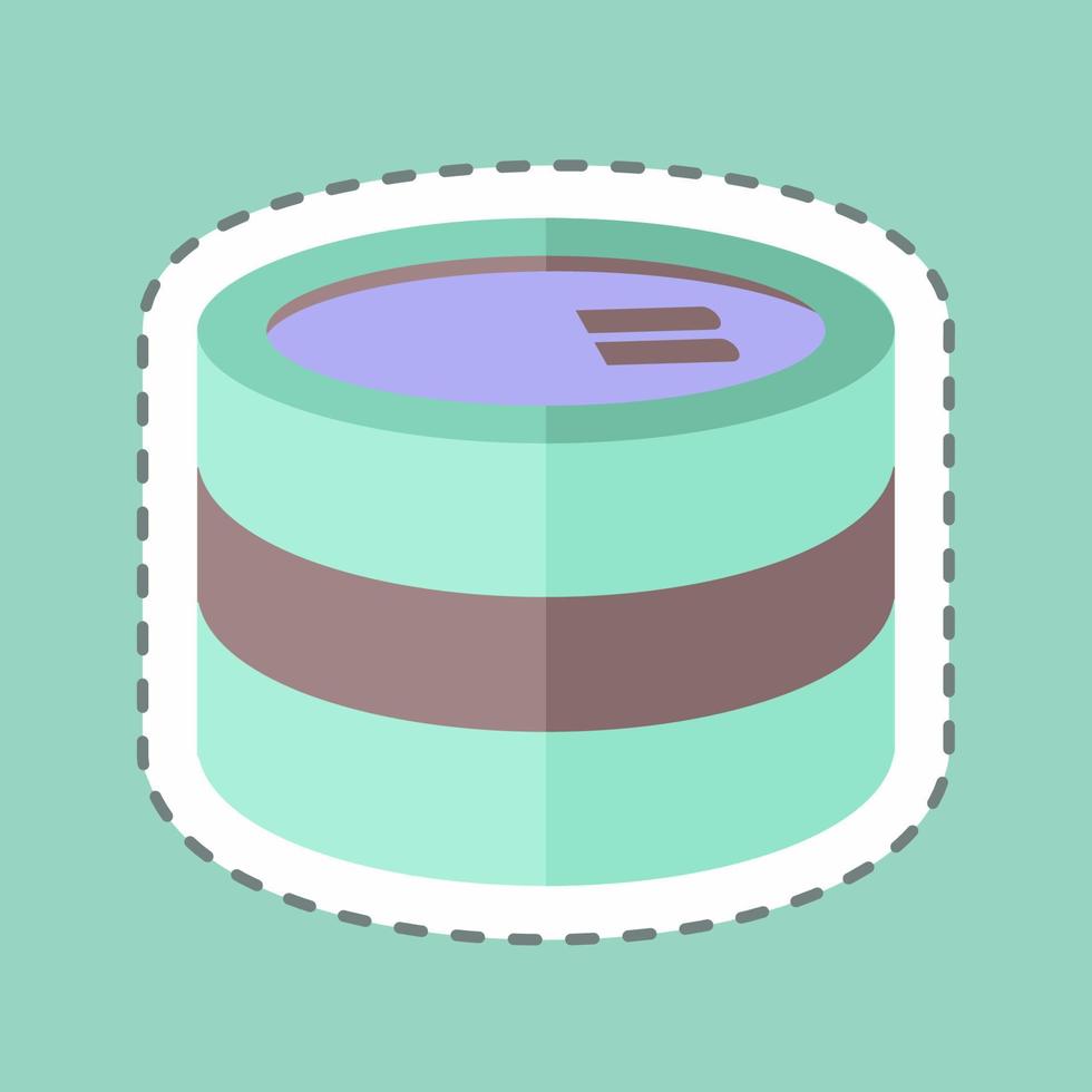 Canned Food Sticker in trendy line cut isolated on blue background vector