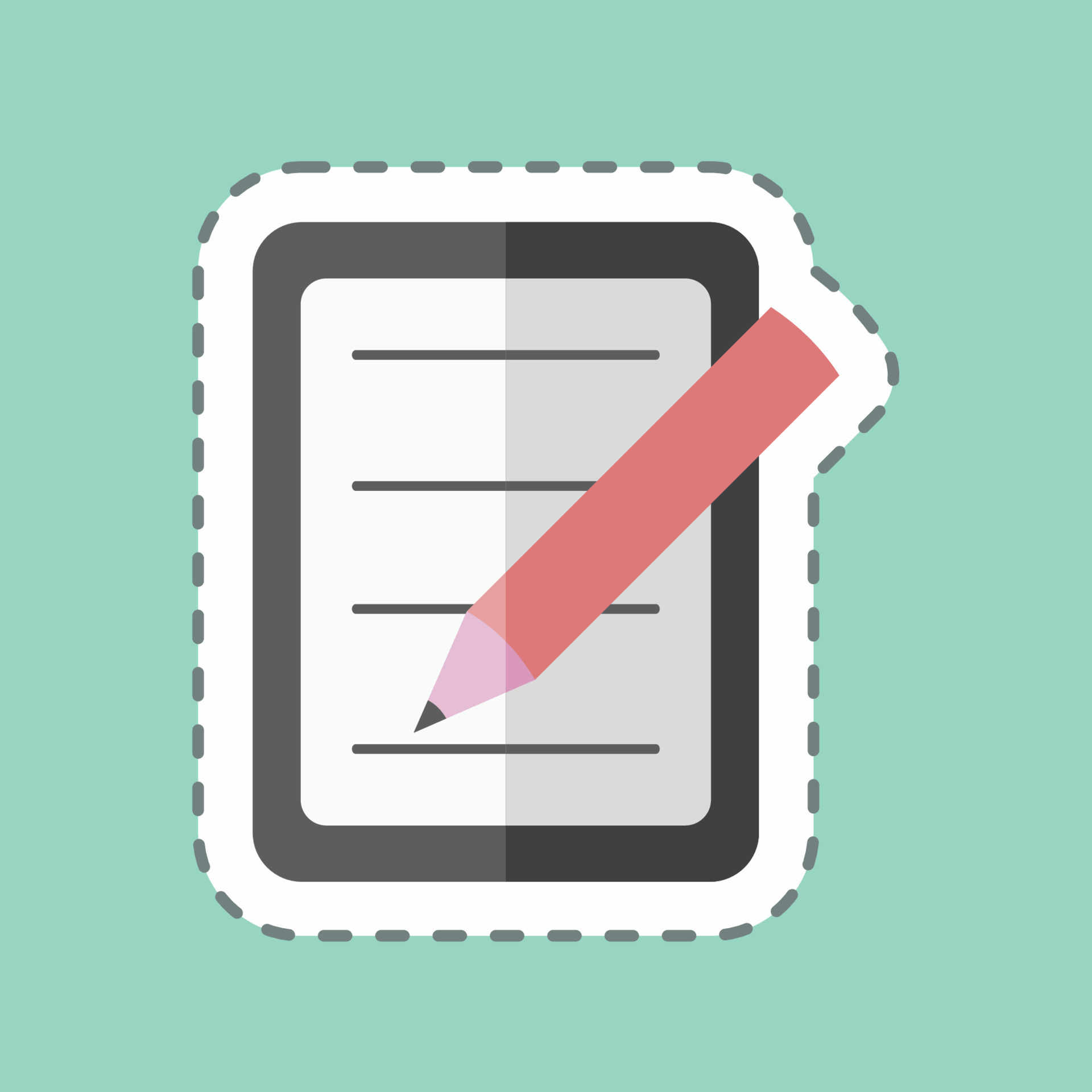 Notepad Sticker in trendy line cut isolated on blue background 5537088