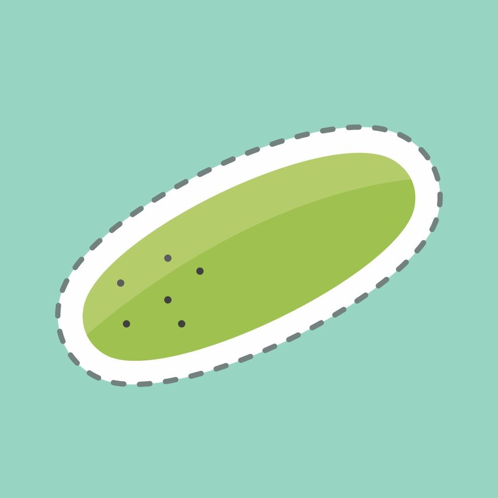 Cucumber Sticker in trendy line cut isolated on blue background vector