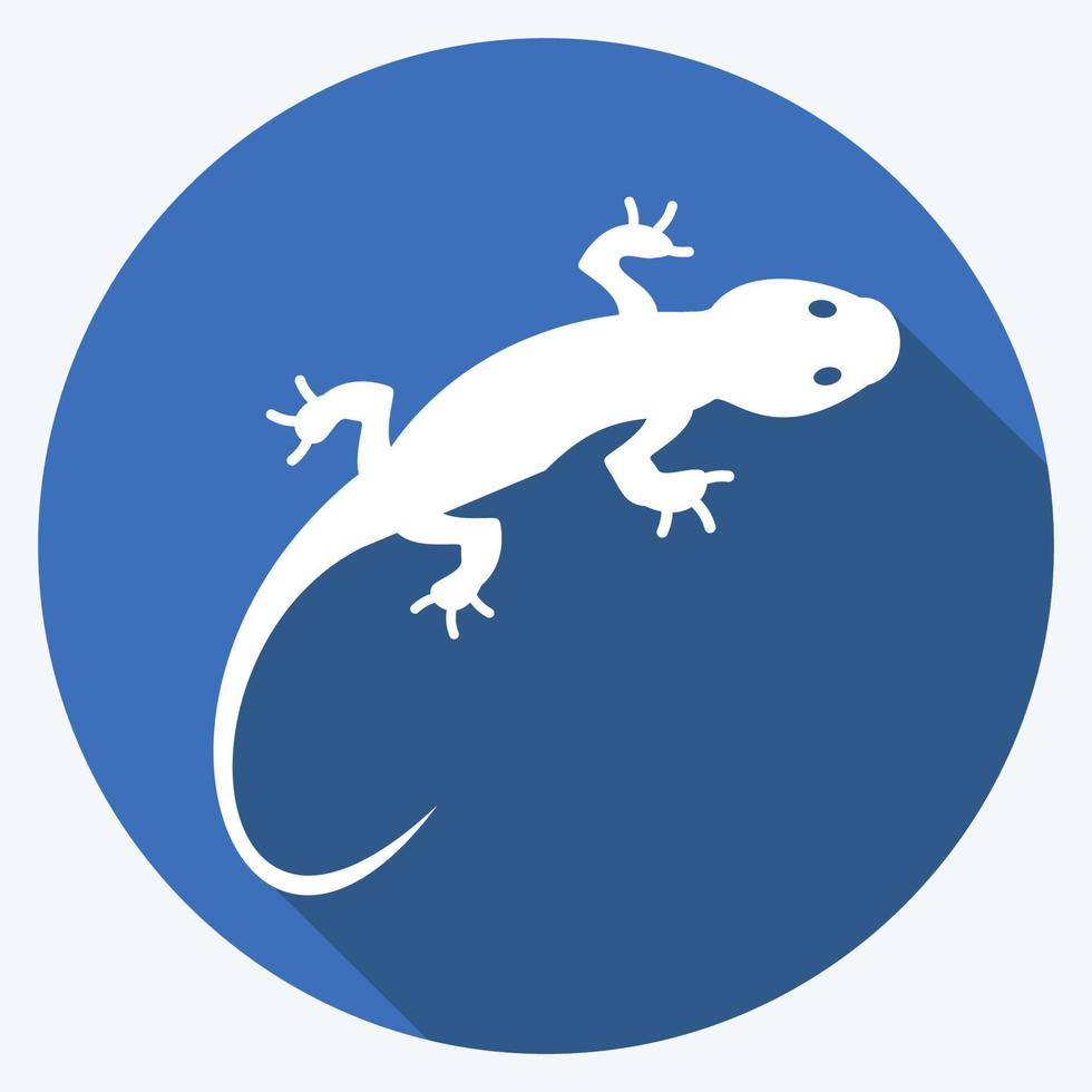 icono de lagarto mascota en estilo moderno de sombra larga aislado en fondo azul suave vector