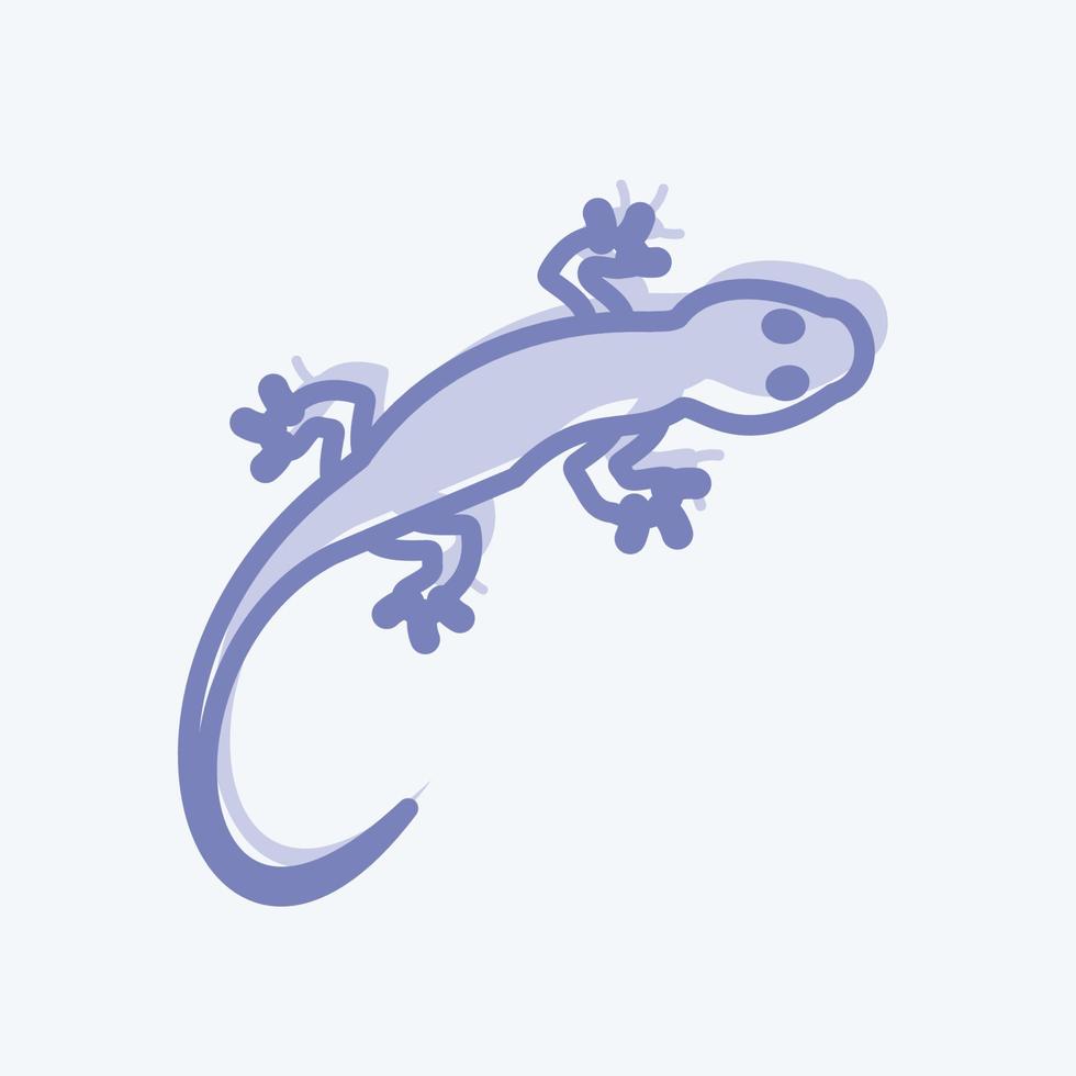 ícono de lagarto mascota en un moderno estilo de dos tonos aislado en un fondo azul suave vector