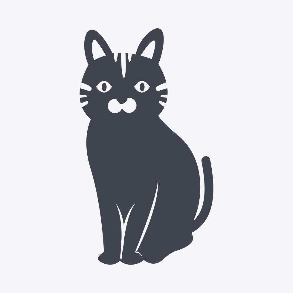 icono de gato mascota en estilo de glifo de moda aislado en fondo azul suave vector