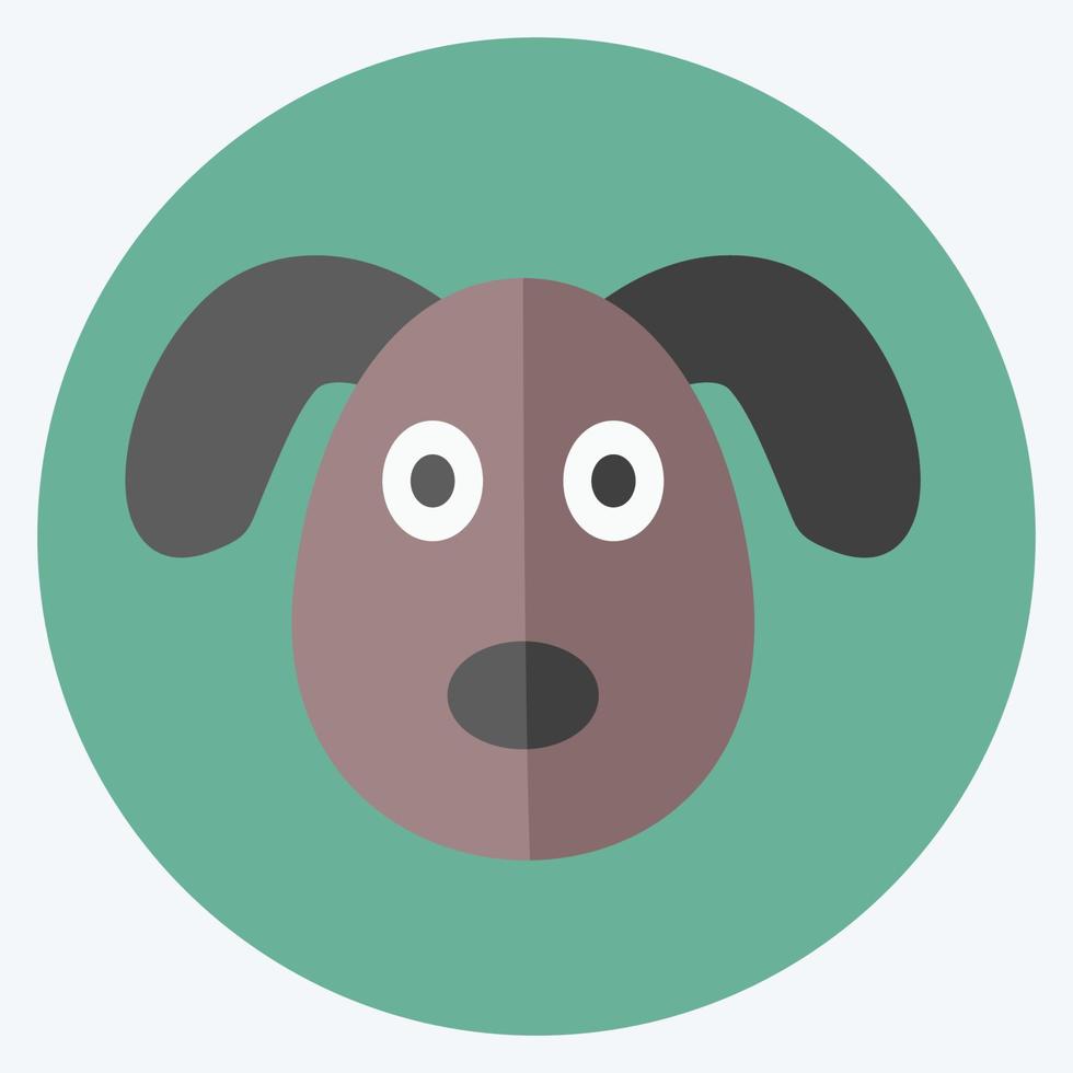 icono de cara de perro en un estilo moderno y plano aislado en un fondo azul suave vector