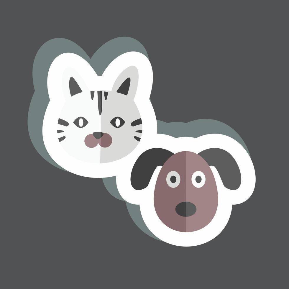 Pets Sticker in trendy isolated on black background vector