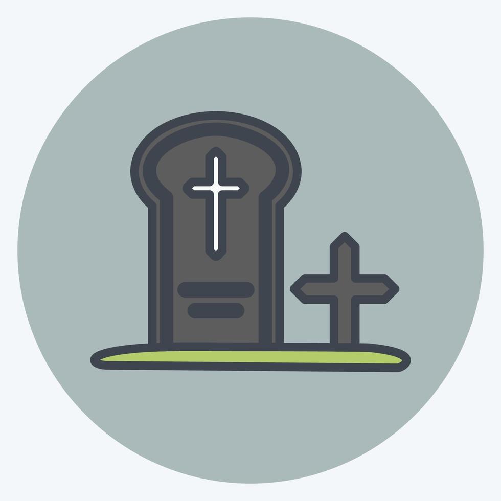 Graveyard Icon in trendy color mate style isolated on soft blue background vector