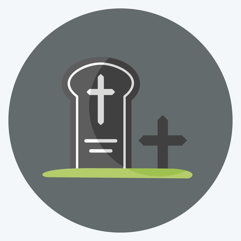 icono de cementerio en estilo moderno y plano aislado en fondo azul suave vector