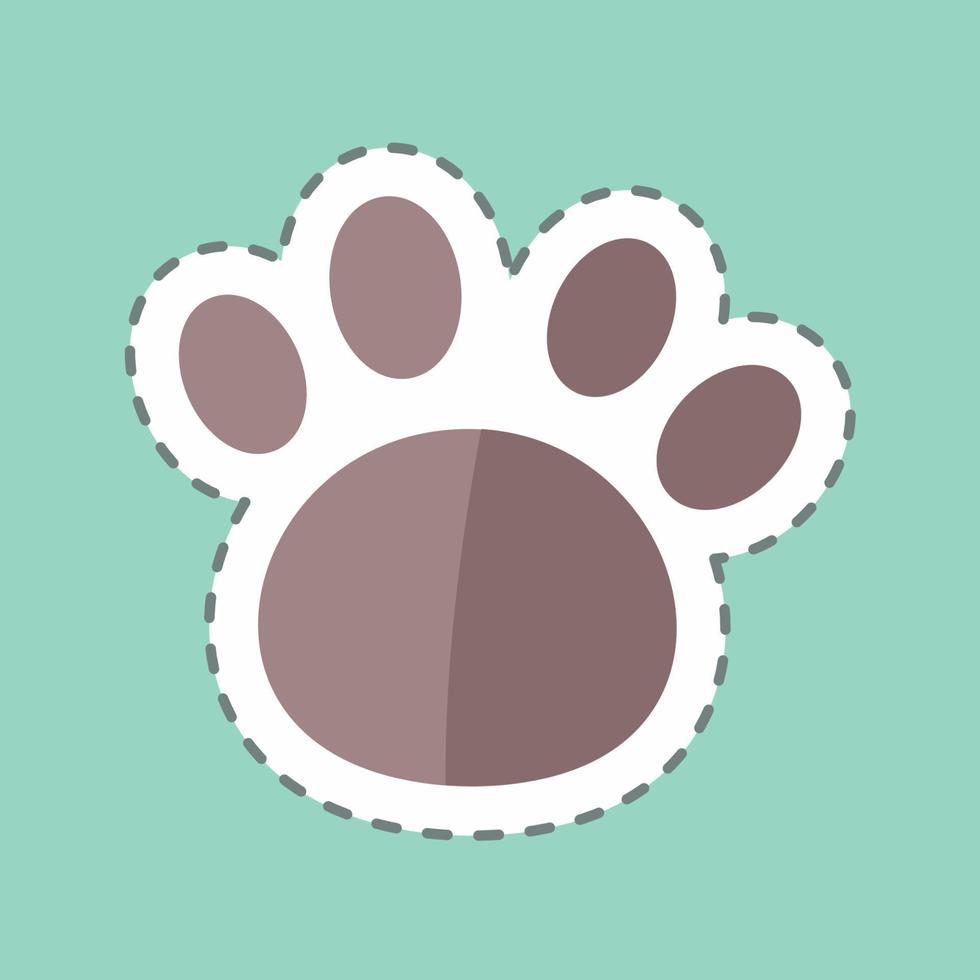 Paw Sticker in trendy line cut isolated on blue background vector