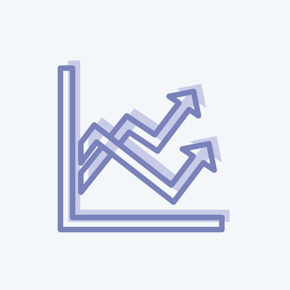 Multiple Line Graph Icon in trendy two tone style isolated on soft blue background vector