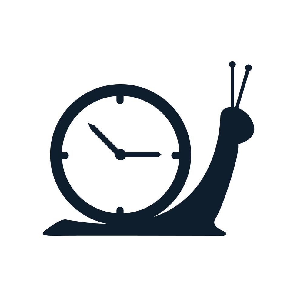 snail or slug with clock logo vector icon illustration design art