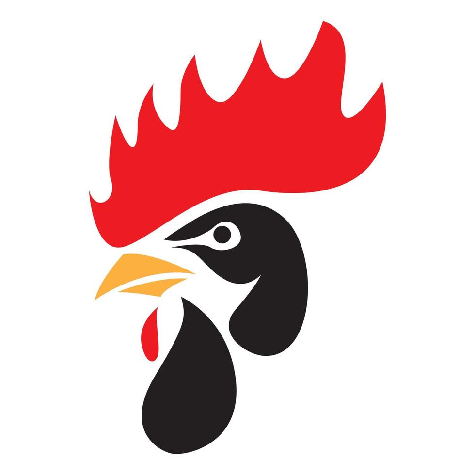 Diseño de ilustración de icono de vector de logotipo moderno de gallo de cabeza abstracta