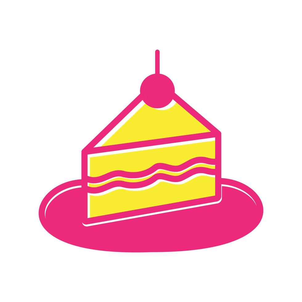 colorful cake tasty yellow pink logo vector icon illustration design