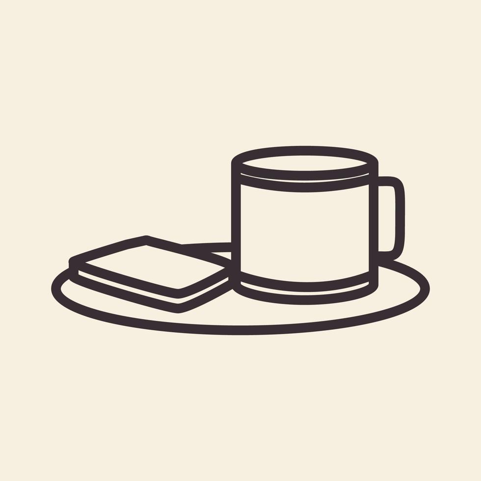 desayuno pan y líneas de café diseño de logotipo vector icono símbolo ilustración