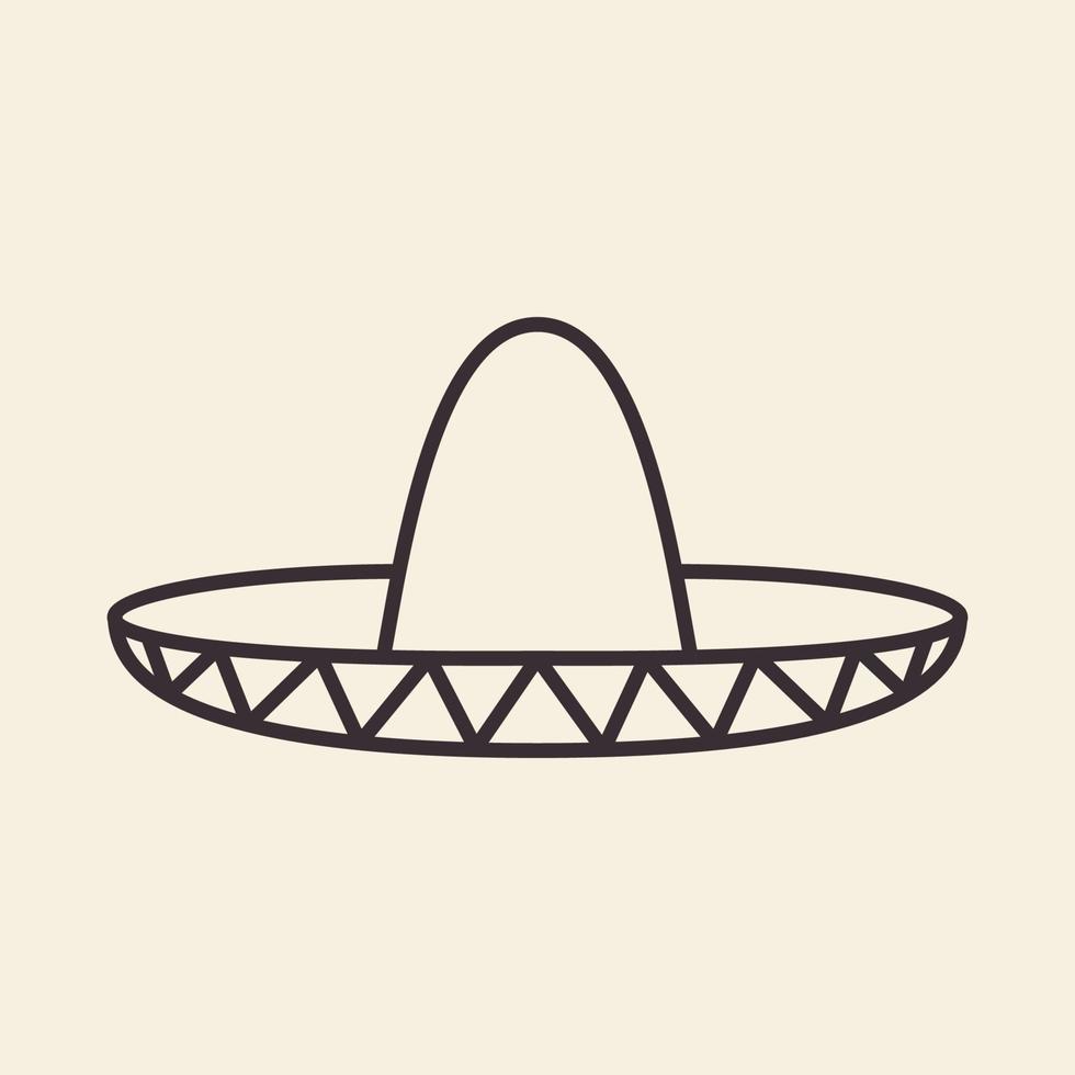 lines hat mexico sumbrero culture logo design vector icon symbol illustration