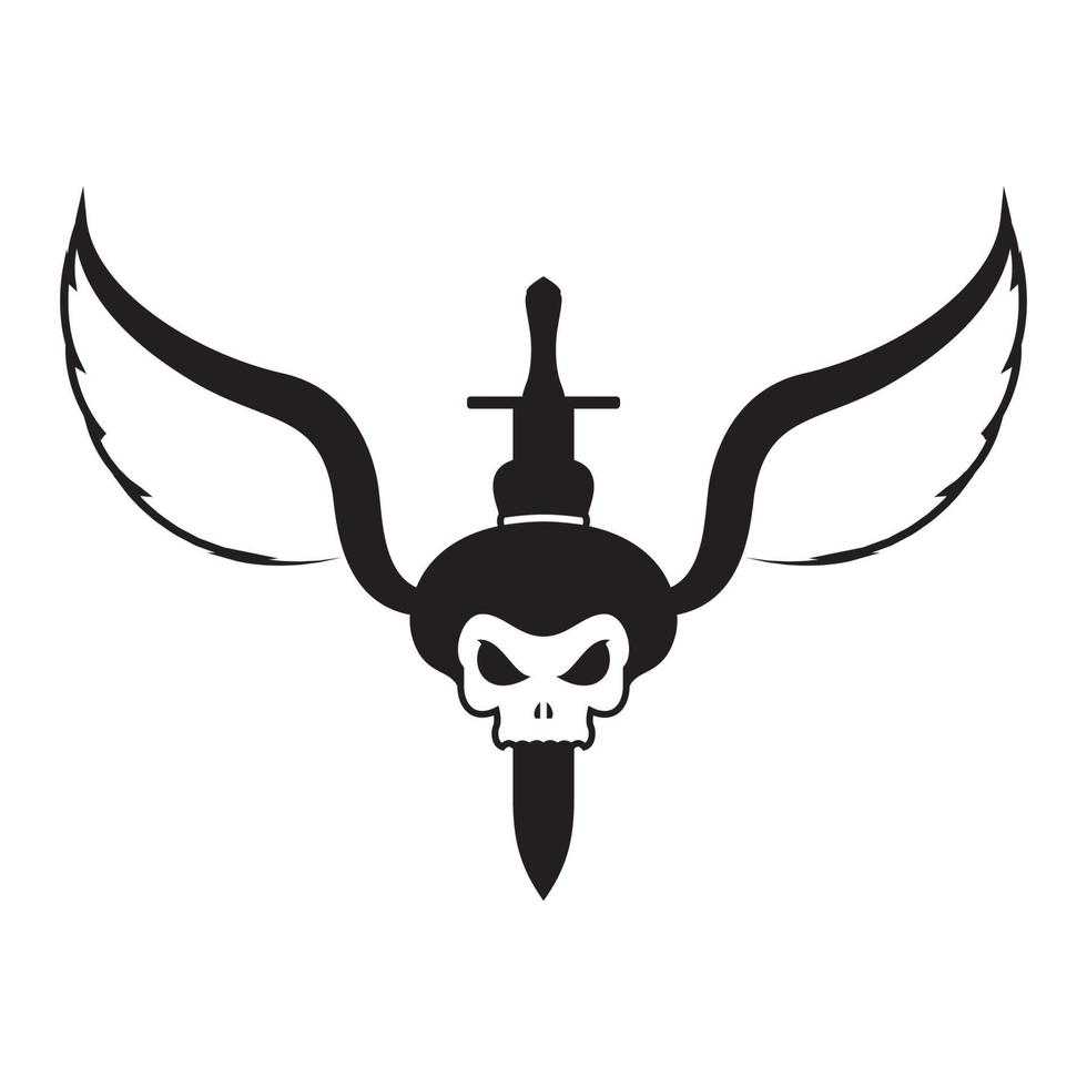 japan skull with wings and sword logo design vector graphic symbol icon sign illustration creative idea