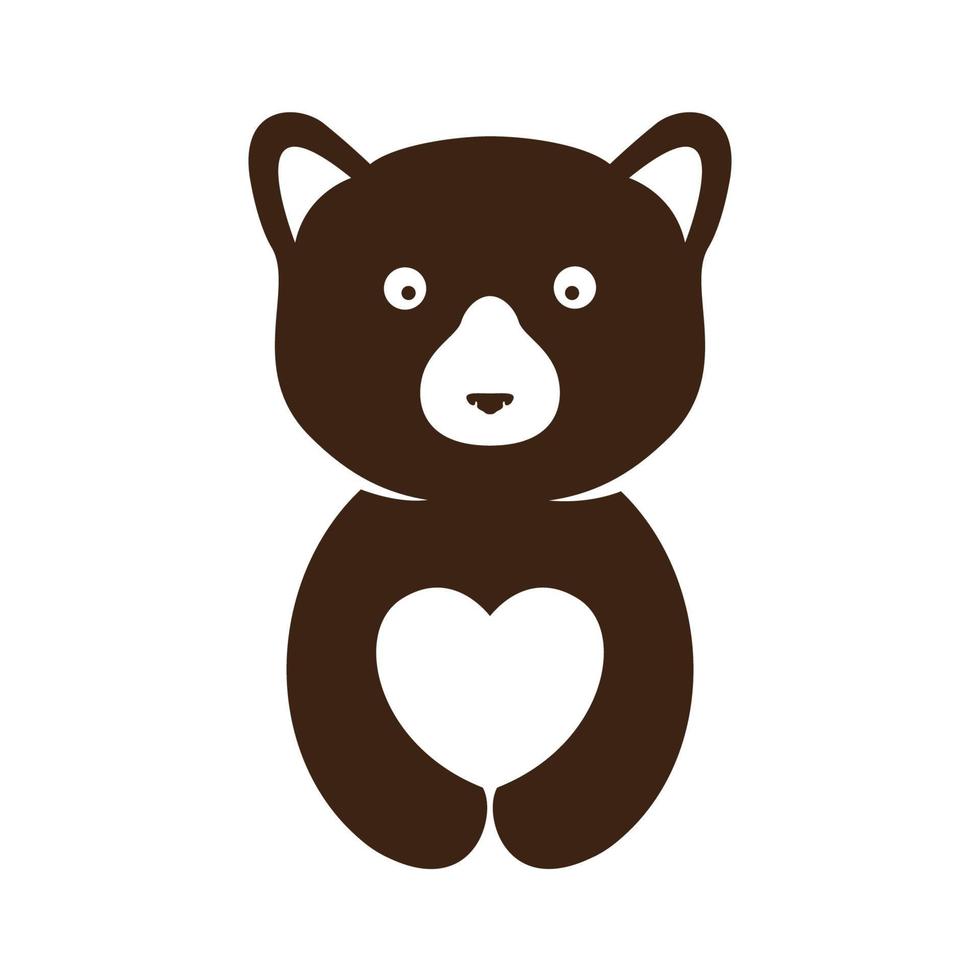 cute animal honey bear with love shape logo symbol icon vector graphic design illustration