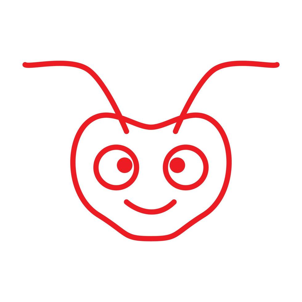 animal lindo cabeza insecto hormiga roja logotipo símbolo icono vector gráfico diseño ilustración