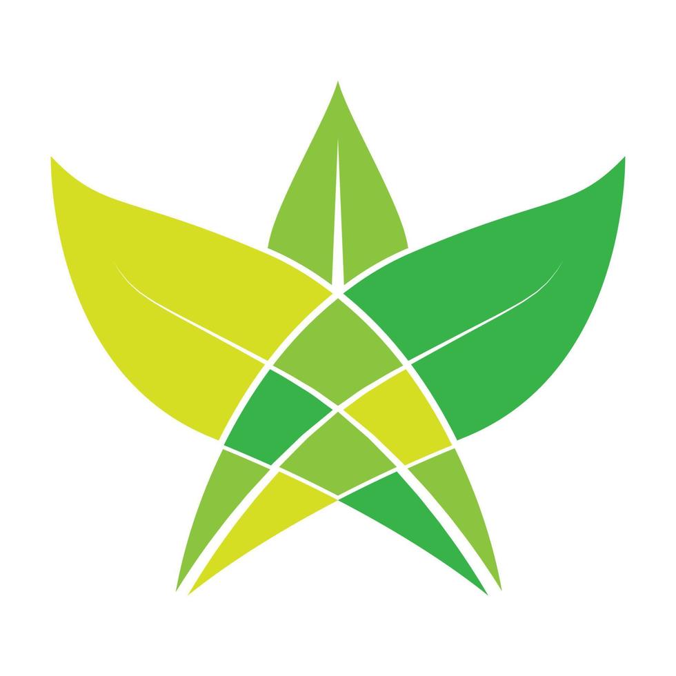diseño de ilustración de icono de vector de logotipo de hoja de estrella verde abstracto