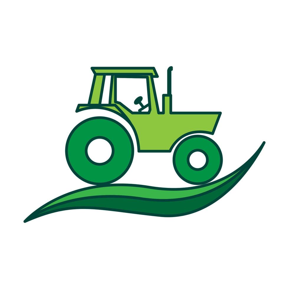 agriculture tractor with leaf green logo vector symbol icon design graphic illustration