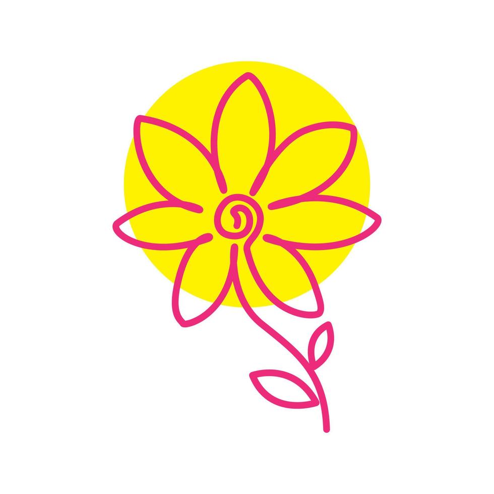 flower art lines colorful pink lily logo design vector icon symbol illustration