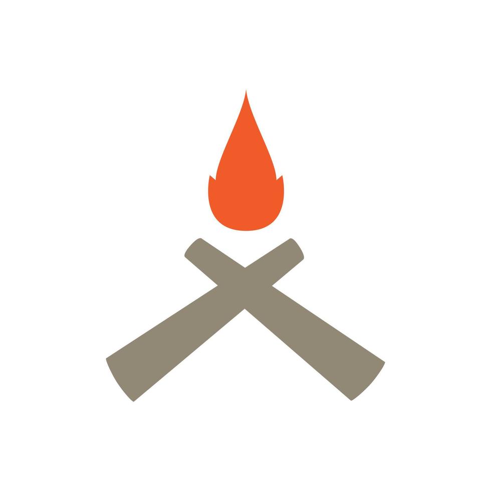 wood cross with camp fire logo symbol icon vector graphic design illustration