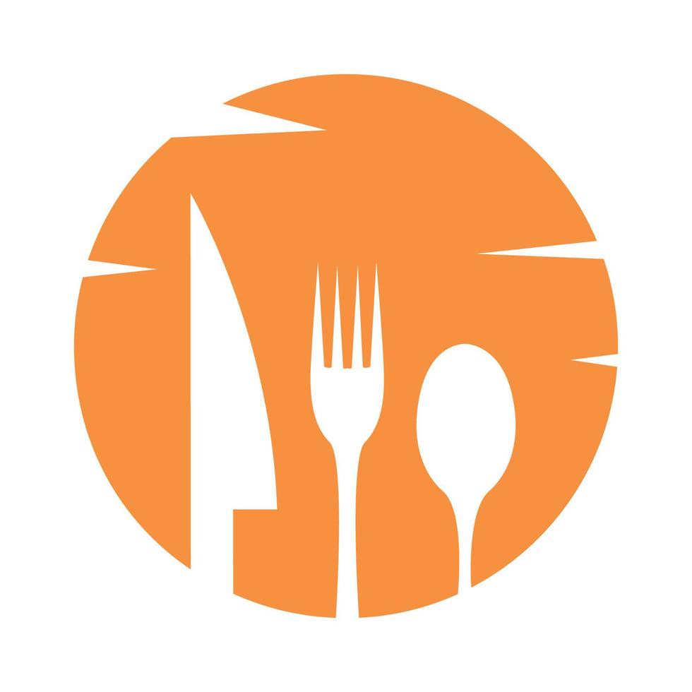 tenedor y cuchillo con logotipo de puesta de sol vector icono símbolo diseño gráfico ilustración