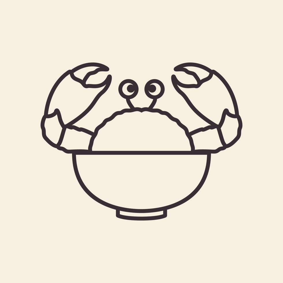 seafood crabs lines on bowl logo design vector icon symbol illustration