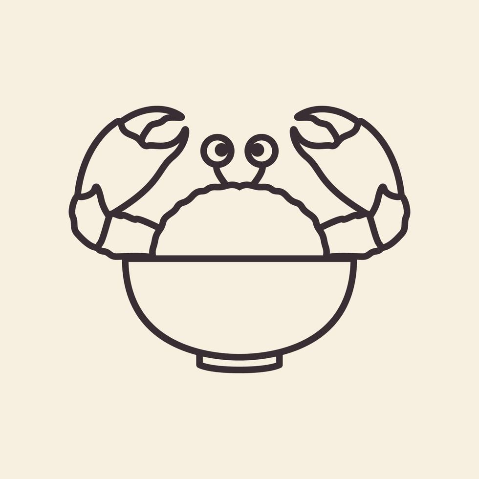 seafood crabs lines on bowl logo design vector icon symbol illustration