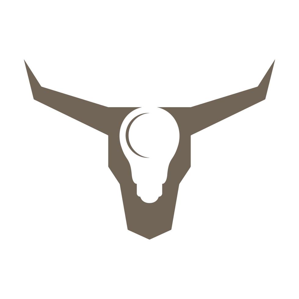 animal cabeza cráneo cuerno con lámpara logotipo símbolo icono vector gráfico diseño ilustración idea creativa