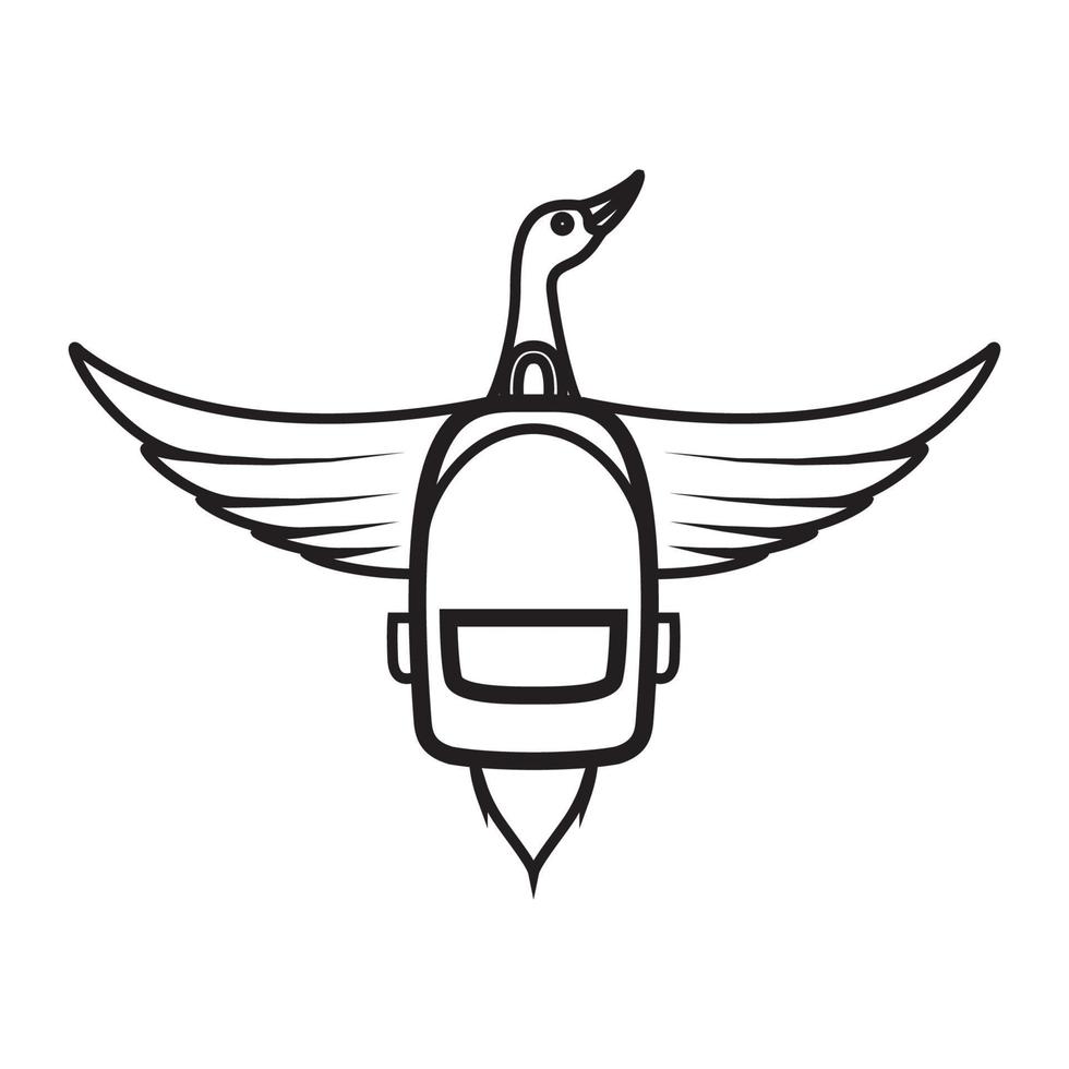 goose fly with bag school logo symbol vector icon illustration graphic design